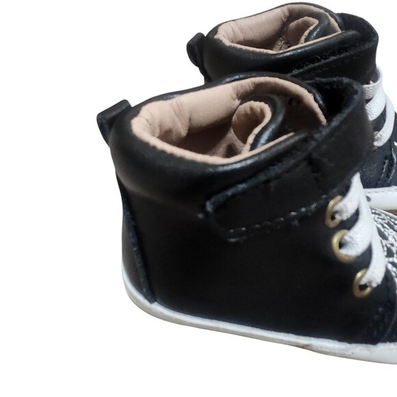 A Bear Co Toddler Size 2 Spider Web High Top Sneakers Leather Black Goth Punk - Picture 6 of 16